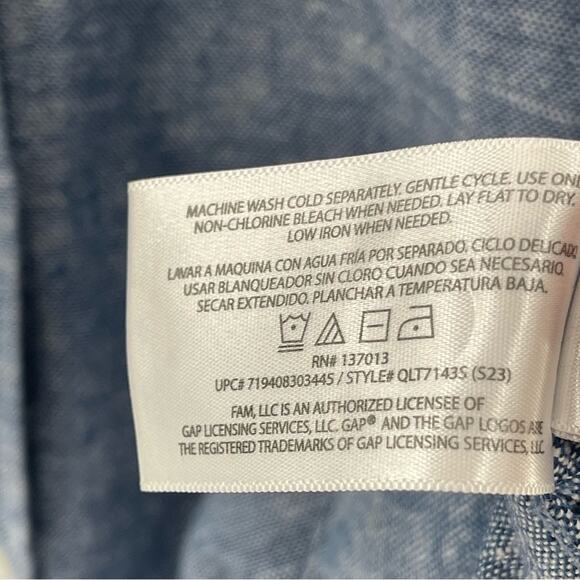 GAP Linen Blend Blue Chambray Relaxed Fit Button Down Shirt Size Medium - Picture 11 of 12